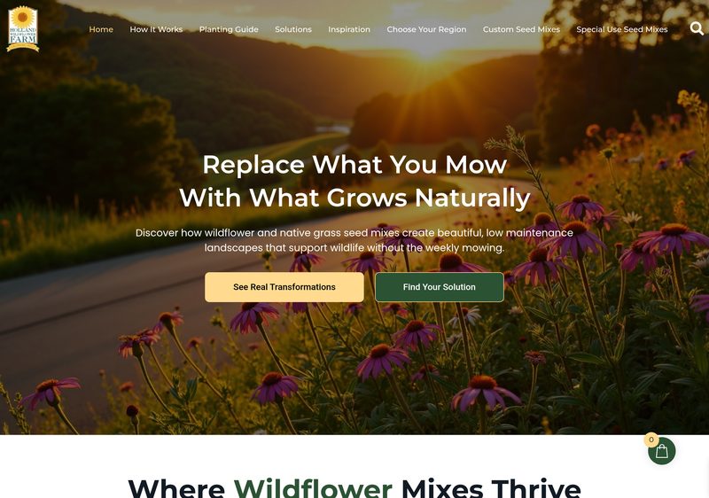 Holland Wildflower Farm website built by plutopixels