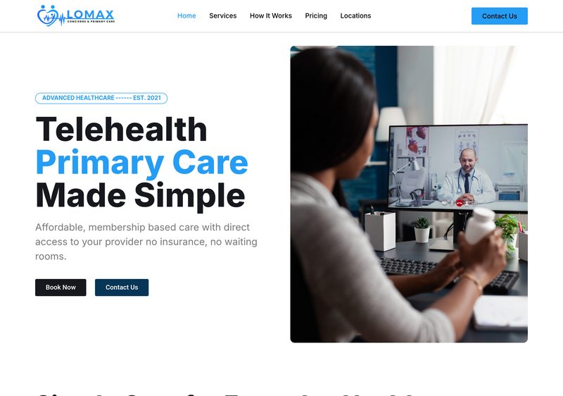 Lomax Medical website built by plutopixels